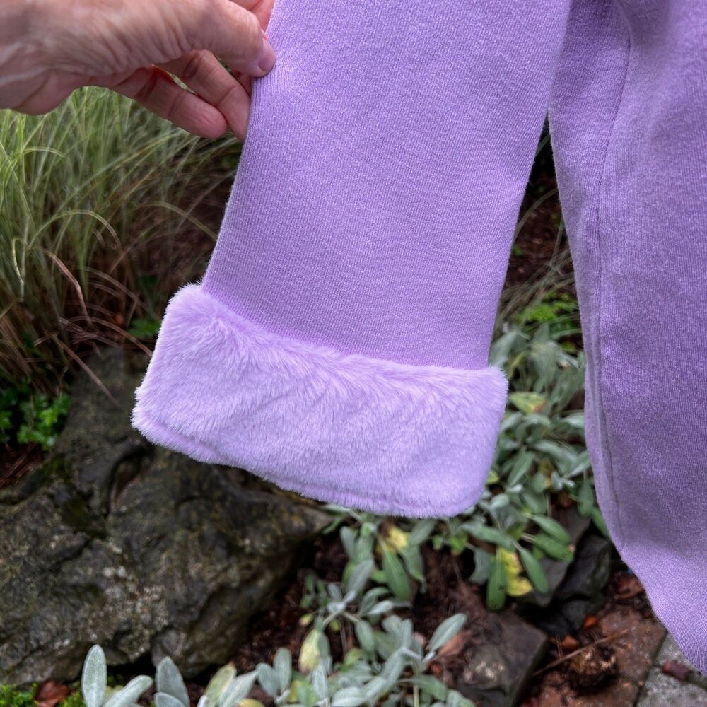 Fate sweater pullover sweater Lilac purple  fur trim 3/4 sleeves, mock neck Sm - Picture 4 of 5